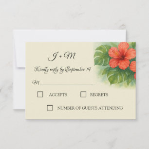 Hibiscus Feuille tropicaux Fleurs Mariage RSVP