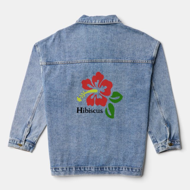 Hibiscus Fleurs Design Denim Veste (Verso)