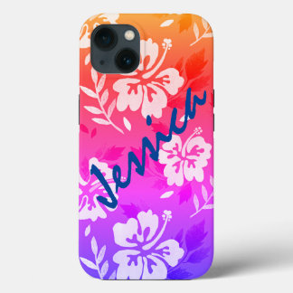 Hibiscus fleurs Sunset votre nom coque iphone