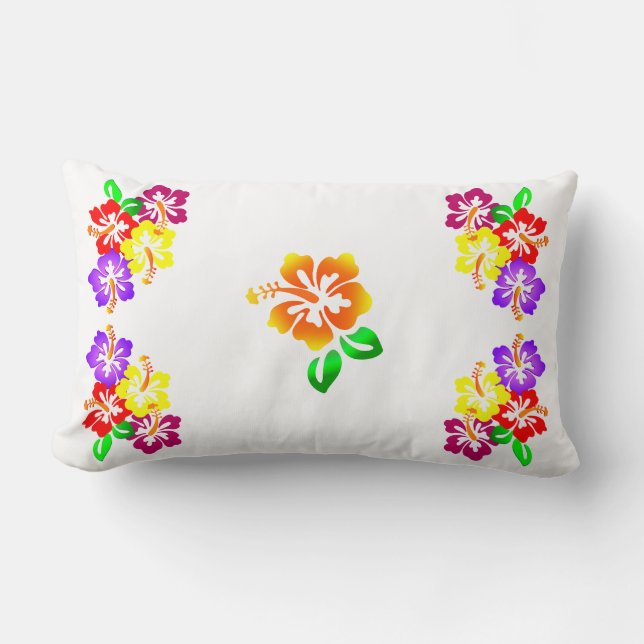 Hibiscus Floral Lumbar Pillow (Front)