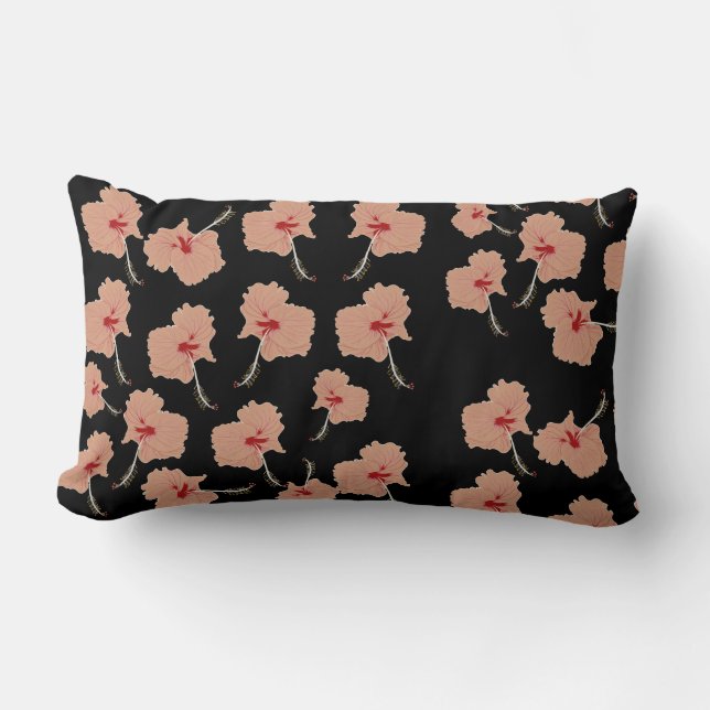 Hibiscus Floral Pattern Lumbar Pillow (Front)
