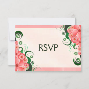 Hibiscus Floral Pink Elegant RSVP Response Card