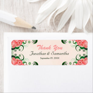 Hibiscus Floral Pink Wedding Favour Favour Labels