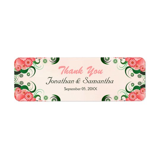 Hibiscus Floral Pink Wedding Favour Favour Labels