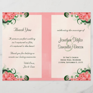 Hibiscus Floral Pink Wedding Program Templates