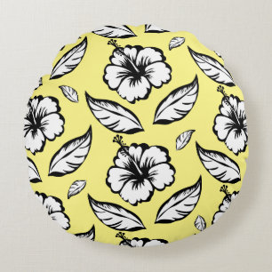Hibiscus Floral Round Pillow