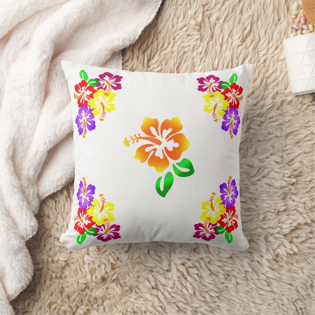 Hibiscus Floral Throw Pillow (Blanket)