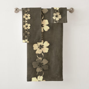 Hibiscus floral towel set