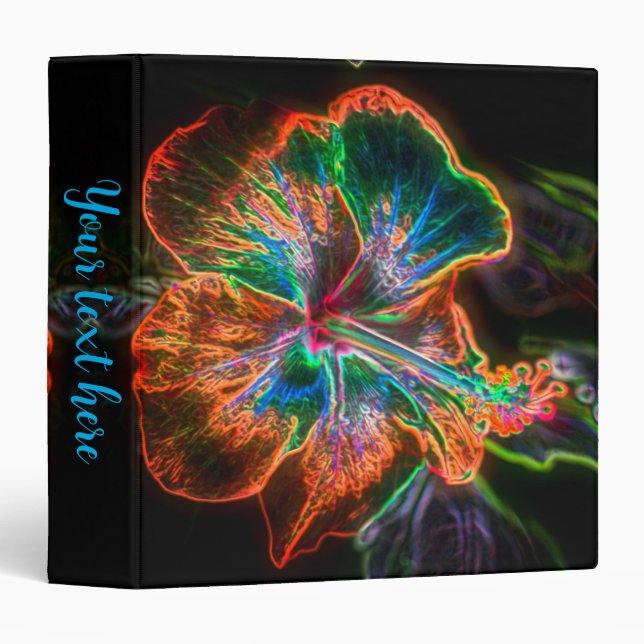 Hibiscus Flower Abstract Art Personalized Binder (Front/Spine)
