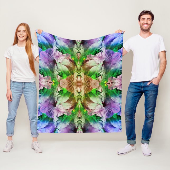 Hibiscus Flower Abstract Distressed    Fleece Blanket (In Situ)