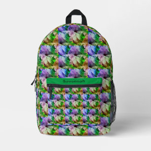 Hibiscus Flower Abstract Distressed Personalized Printed Backpack