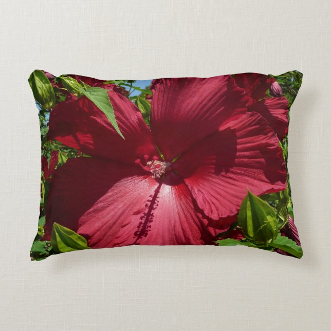 Hibiscus Flower and Blue Sky Decorative Pillow (Front)