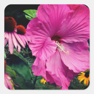 Hibiscus Flower And Friends Square Sticker