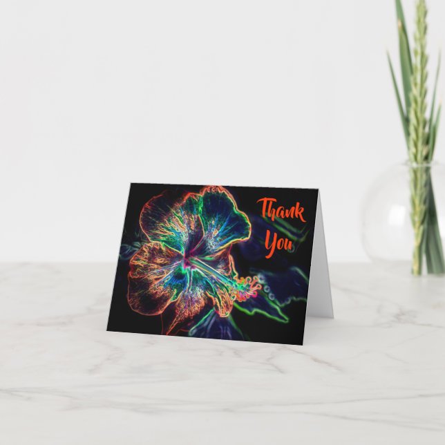 Hibiscus Flower Art Thank You Card (Front)