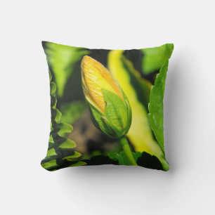 Hibiscus Flower Bud Throw Pillow