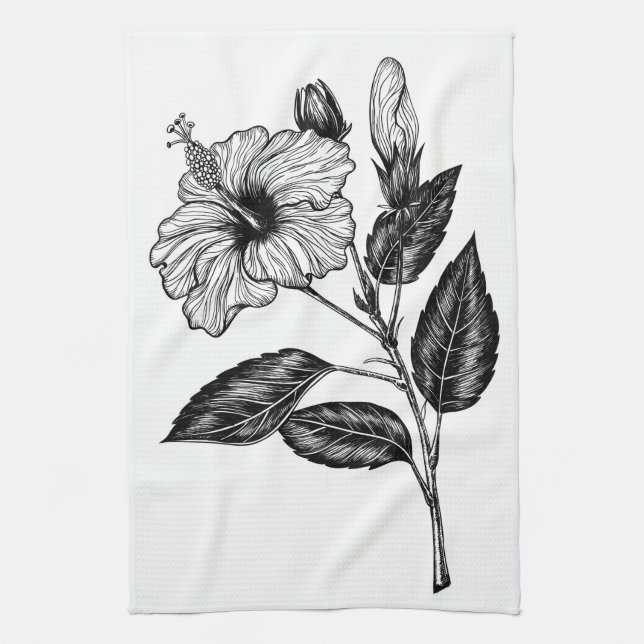 Hibiscus flower III Kitchen Towel (Vertical)