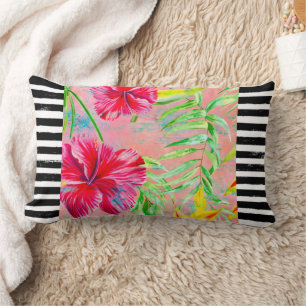 Hibiscus Flower Lumbar Throw Pillow