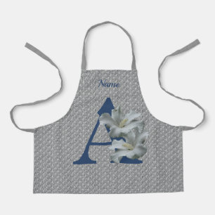 Hibiscus Flower Monogram Initial A Name  Apron