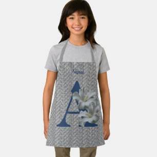 Hibiscus Flower Monogram Initial A Personalized Apron