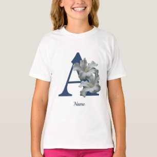 Hibiscus Flower Monogram Initial A Personalized T-Shirt