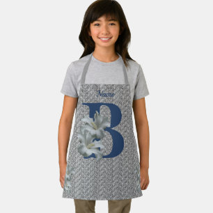 Hibiscus Flower Monogram Initial B Personalized Apron