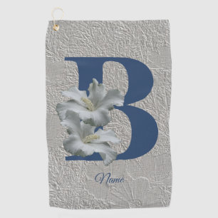 Hibiscus Flower Monogram Initial B Personalized Golf Towel