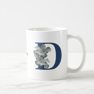 Hibiscus Flower Monogram Initial D Personalized Coffee Mug