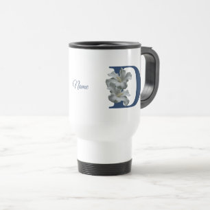 Hibiscus Flower Monogram Initial D Personalized Travel Mug