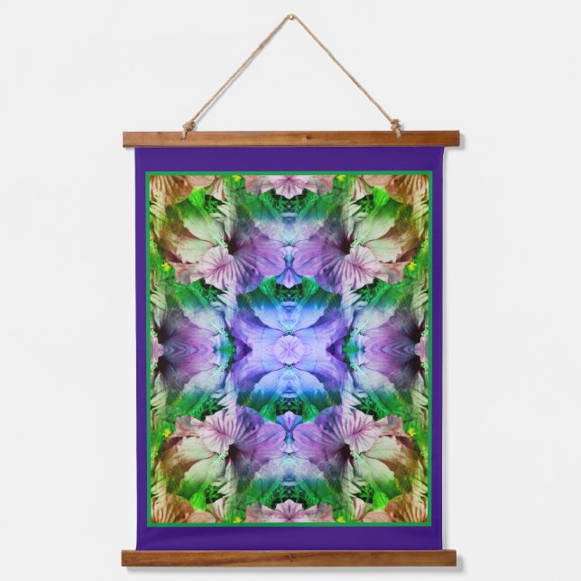Hibiscus Flower Multiplied Abstract Distressed Hanging Tapestry (Front)