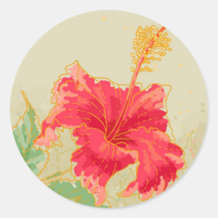 Hibiscus flower on toned background classic round sticker