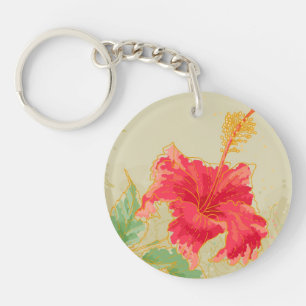 Hibiscus flower on toned background keychain