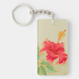 Hibiscus flower on toned background keychain