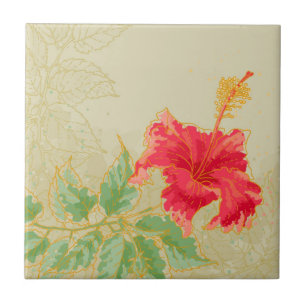 Hibiscus flower on toned background tile