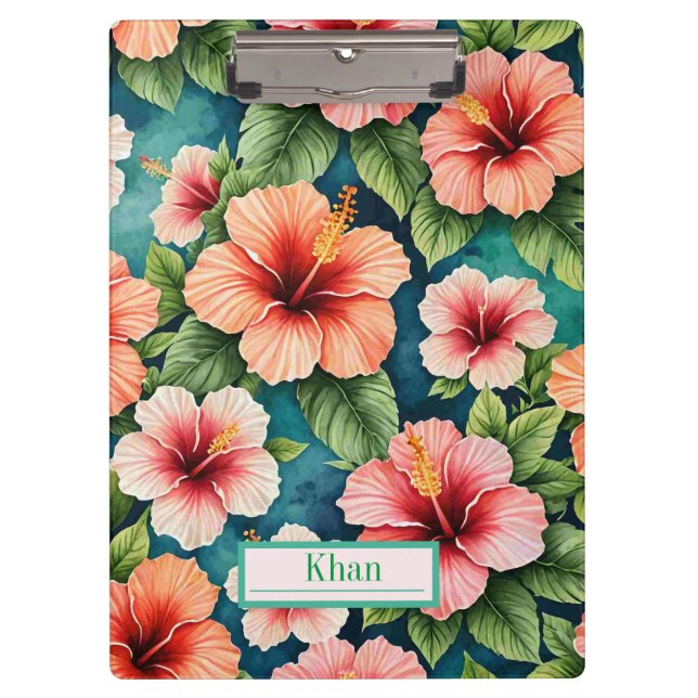 Hibiscus flower pattern digital art/ Personalized  Clipboard (Front)