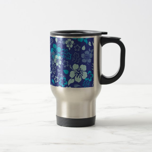 Hibiscus Flower Pattern Stainless Steel Travel Mug (Right)