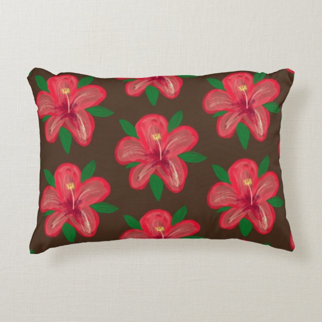 Hibiscus Flower Pattern Water Colour pillow (Front)