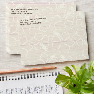 Hibiscus Flower Pattern Wood Look Envelope