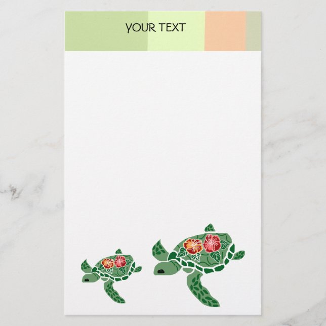 Hibiscus flower sea turtle, stationary stationery (Front)