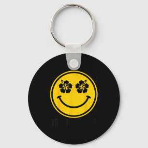 Hibiscus flower smile tropical beach summer vibes keychain