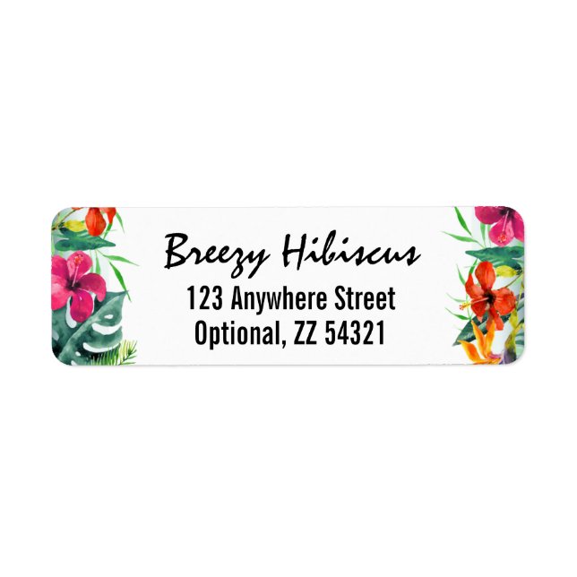 Hibiscus Flower Tropical Paradise Return Address (Front)