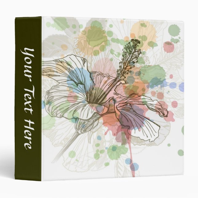 Hibiscus flower & watercolor background binder (Front/Spine)