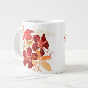 Hibiscus flower - watercolor paint 2 large coffee mug