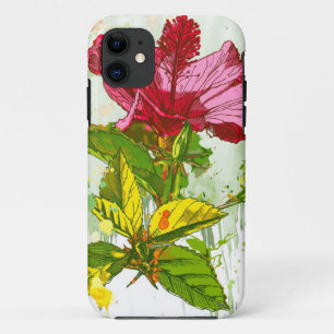 Hibiscus flower - watercolor paint iPhone 11 case