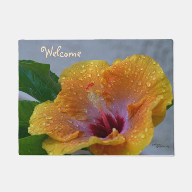 Hibiscus flower Welcome Doormat (Front)