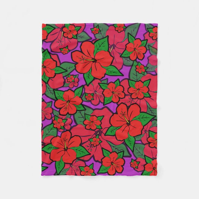 Hibiscus Flowers #1 Fleece Blanket (Front)