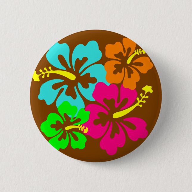 Hibiscus flowers 2 inch round button (Front)