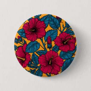 Hibiscus flowers 2 inch round button