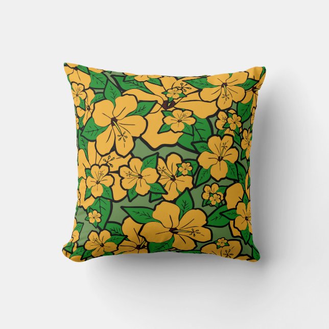 Hibiscus Flowers #3 Throw Pillow (Front)