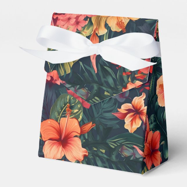 Hibiscus Flowers, A Tropical Floral Pattern Favor Box (Front Side)