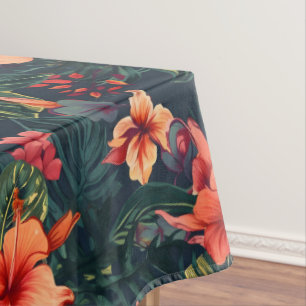 Hibiscus Flowers, A Tropical Floral Pattern Tablecloth